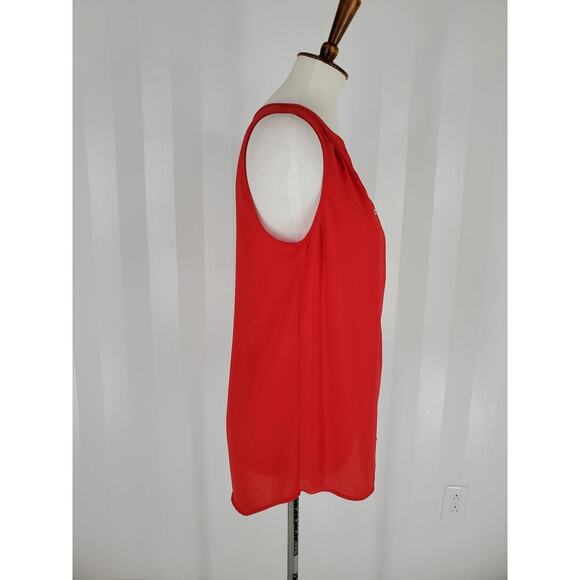 DANIEL RAINN Women's Pinkish Red Sleeveless Button Up Sheer Top Sz S - Picture 2 of 9